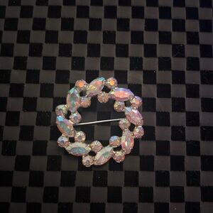 Vintage B David Rhinestone Wreath Brooch